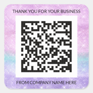 Aangepast Logo Paarse roze QRCode-naam Vierkante Sticker