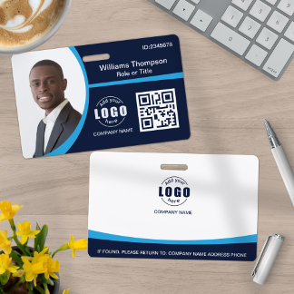 Aangepast Logo QR Code Employee Corporate Blue Badge