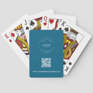 Aangepast logo & QR-code Modern zakelijk blauw Pokerkaarten