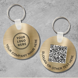 Aangepast Logo QR-code promotiegoud Sleutelhanger