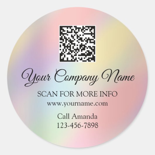 Aangepast Logo QR-code promotiepakket Ombre Pastel Ronde Sticker (Voorkant)
