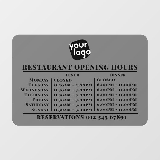 Aangepast Logo Restaurant met openingslunch Raamsticker (Vel)