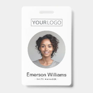 Aangepast logo rond pasfoto wit werknemersnaam id badge