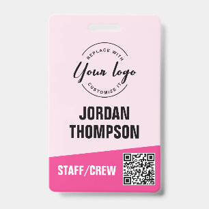 Aangepast logo roze QR-code voor zakelijke eveneme Badge