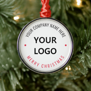 Aangepast Logo Uw bedrijfsnaam Vrolijk kerstfeest Metalen Ornament