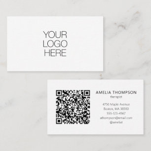 Aangepast logo van therapeut in het wit QR-code Visitekaartje