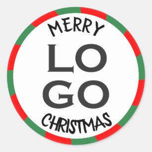 Aangepast logo vrolijk kerstfeest spiraal snoep ronde sticker