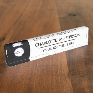 Aangepast Logo zwart-wit elegant Naambordje