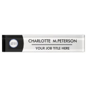 Aangepast Logo zwart-wit elegant Naambordje (Voorkant)