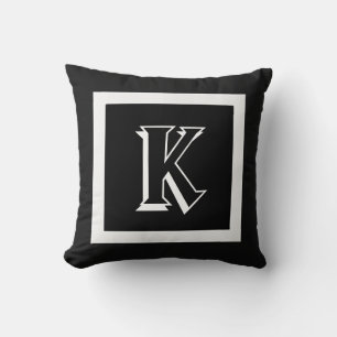 aangepast loodmonogram vet zwart-wit decor kussen