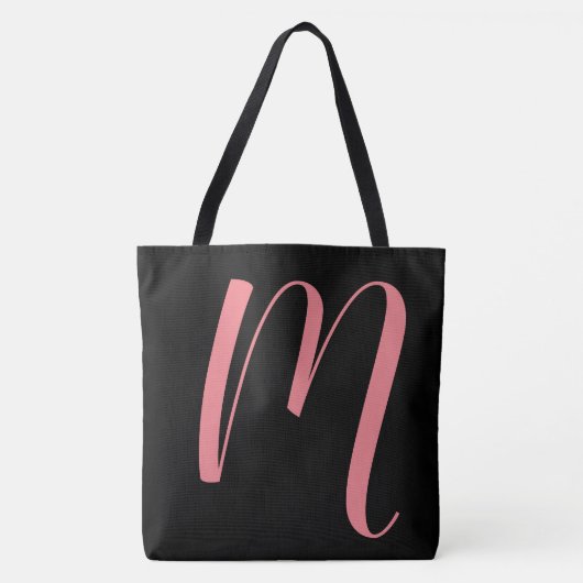 Aangepast M-scriptmonogram Blacktote Draagtas (Voorkant)