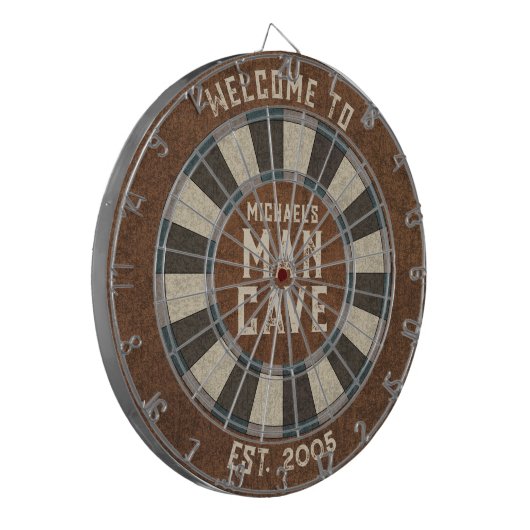 Aangepast Man Grot Rustiek Dartbord (Voorkant Links)