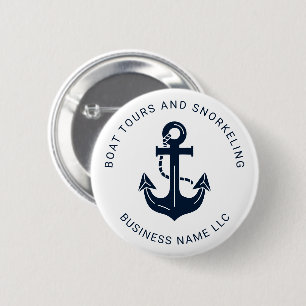 Aangepast marineblauw anker zakelijk bedrijfs- ronde button 5,7 cm