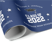 Aangepast marineblauw en wit Afstuderen Cadeaupapier (Rol Hoek)