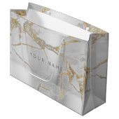 Aangepast marmer Goud Metallic Abstracte zilver Large Cadeautasje (Voorkant Gekanteld)