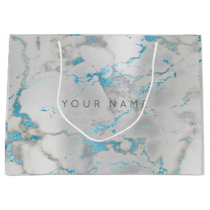 Aangepast marmer Grey Blue Metallic Aqua Silver Large Cadeautasje
