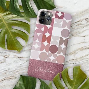 Aangepast mauve taupe blush roze retro kunstpatroo iPhone 11 pro max hoesje