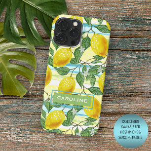 Aangepast Mediterraan zomer citroen fruitpatroon iPhone 15 Pro Max Hoesje