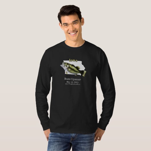 Aangepast meer/Datum: Iowa Bass Open Dark T-Shirt (Voorkant volledig)