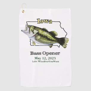 Aangepast meer/Datum Iowa Bass Opener Vissen Towel Golfhanddoek