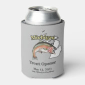 Aangepast meer/Datum Michigan Trout Opener Light Blikjeskoeler (Blikje Voorkant)