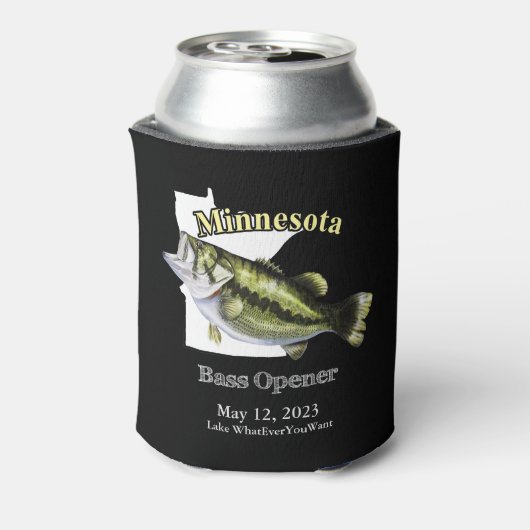 Aangepast meer/Datum Minnesota Bass Opener Donker Blikjeskoeler (Blikje Achterkant)