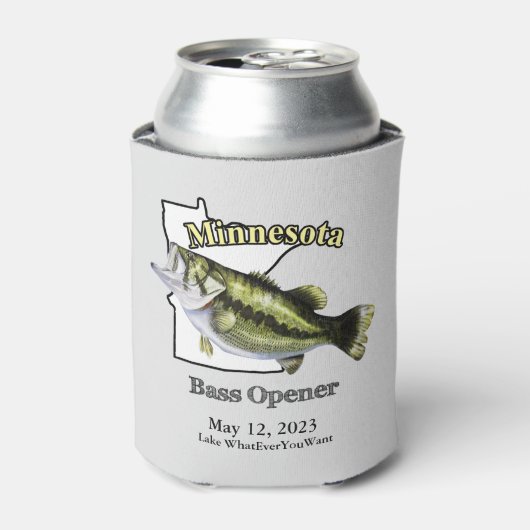 Aangepast meer/Datum Minnesota Bass Opener Light Blikjeskoeler (Blikje Voorkant)