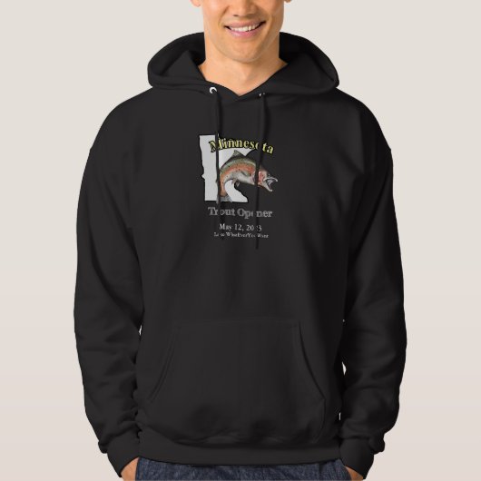 Aangepast meer/Datum minnesota forel opener donker Hoodie (Voorkant)