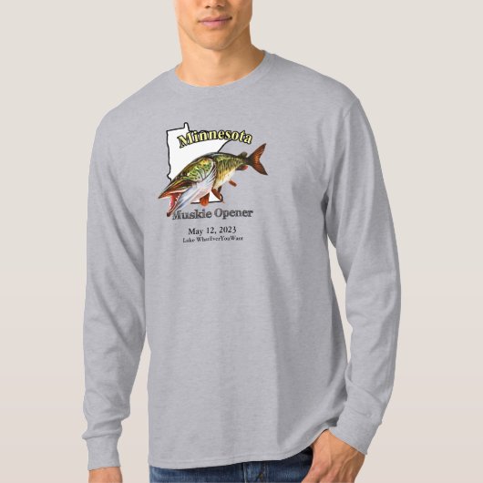 Aangepast meer/Datum Minnesota Muskie Opener Light T-shirt (Voorkant)