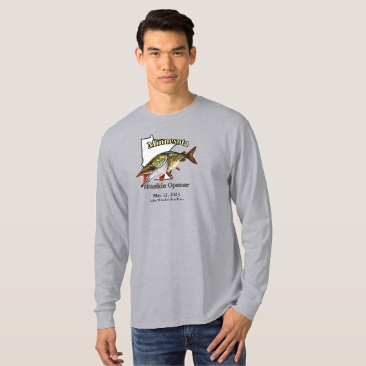 Aangepast meer/Datum Minnesota Muskie Opener Light T-shirt (Voorkant volledig)