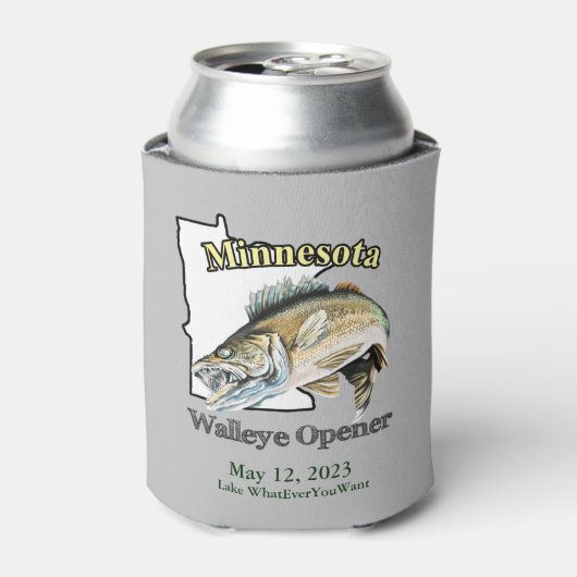 Aangepast meer/Datum Minnesota Walleye Opener Blikjeskoeler (Blikje Voorkant)