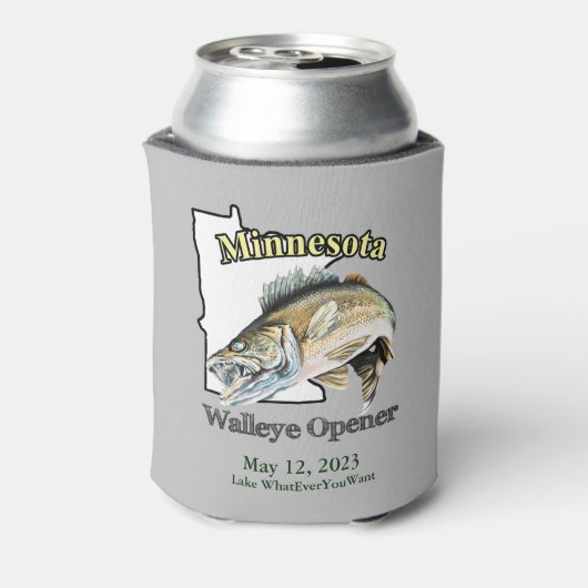 Aangepast meer/Datum Minnesota Walleye Opener Blikjeskoeler (Blikje Achterkant)