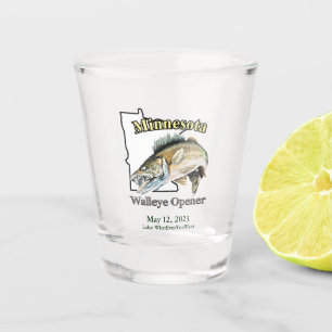 Aangepast meer/Datum Minnesota Walleye Opener Shot Glas