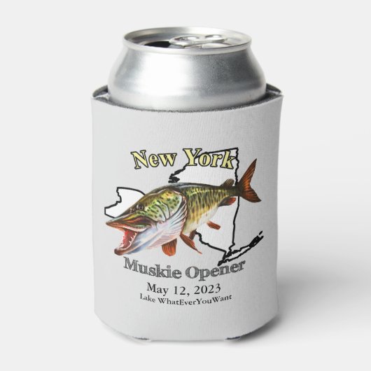 Aangepast meer/Datum New York Muskie Opener Light Blikjeskoeler (Blikje Voorkant)
