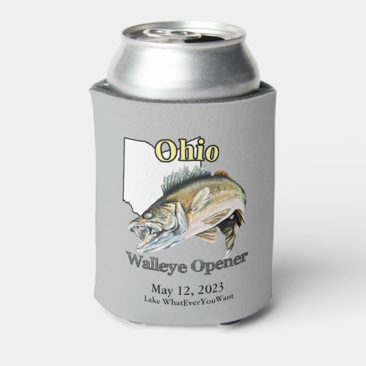 Aangepast meer/Datum Ohio Walleye Opener Light Blikjeskoeler (Blikje Achterkant)