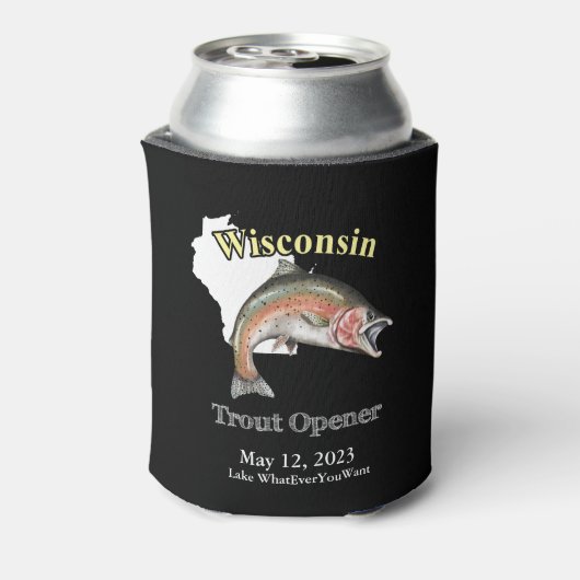Aangepast meer/datum wisconsin forel opener donker blikjeskoeler (Blikje Achterkant)