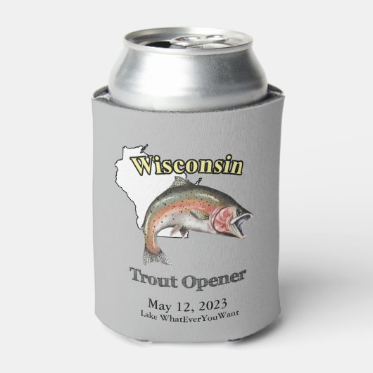 Aangepast meer/Datum Wisconsin Trout Open Light Blikjeskoeler (Blikje Voorkant)