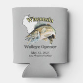 Aangepast meer/Datum Wisconsin Walleye Opener Ligh Blikjeskoeler (Achterkant)