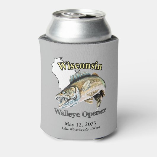 Aangepast meer/Datum Wisconsin Walleye Opener Ligh Blikjeskoeler (Blikje Achterkant)