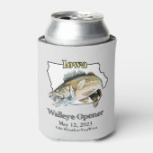 Aangepast meer en datum Iowa Walleye Open Light Blikjeskoeler (Blikje Voorkant)