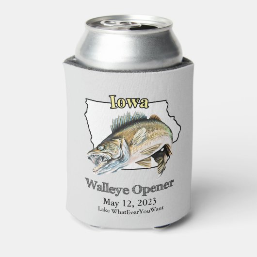 Aangepast meer en datum Iowa Walleye Open Light Blikjeskoeler (Blikje Achterkant)
