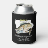 Aangepast meer en datum Iowa Walleye Open Light Ca Blikjeskoeler (Blikje Voorkant)