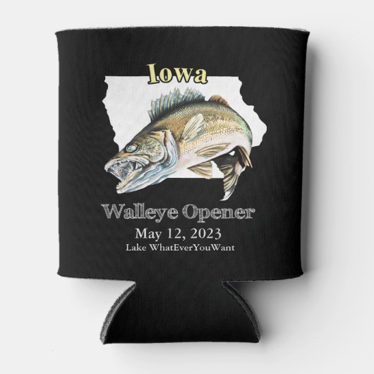 Aangepast meer en datum Iowa Walleye Open Light Ca Blikjeskoeler (Voorkant)
