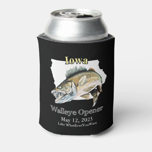 Aangepast meer en datum Iowa Walleye Open Light Ca Blikjeskoeler (Blikje Achterkant)