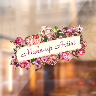 Aangepast meisje-Floral Makeup artistieke Studio Raamsticker