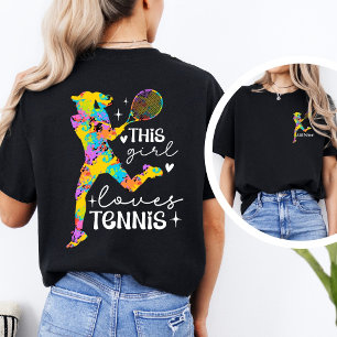 Aangepast Meisje Houdt Van Tennis Dubbelzijdig Act T-shirt