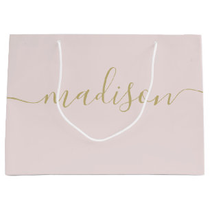 Aangepast meisjesachtig Feminine Gold Script Blush Groot Cadeauzakje