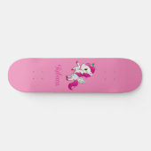 Aangepast meisjessparkly Roze Unicorn Skateboard (Horizontaal)