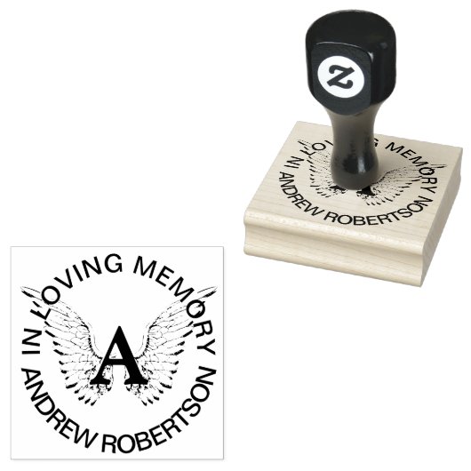 Aangepast Memorial Monogram Rubberstempel (Gestempeld)