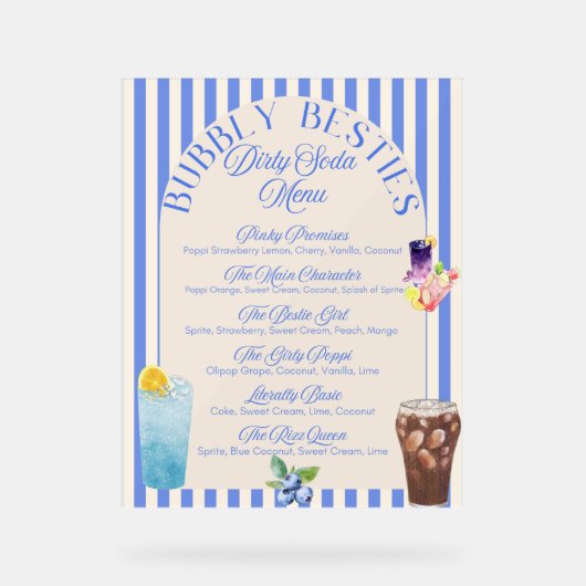 Aangepast menu met vuile frisdrank | Afdrukbare So Acryl Bord (Voorkant)